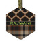 Moroccan & Plaid Flat Glass Ornament - Hexagon w/ Name or Text