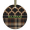 Moroccan & Plaid Flat Glass Ornament - Round w/ Name or Text