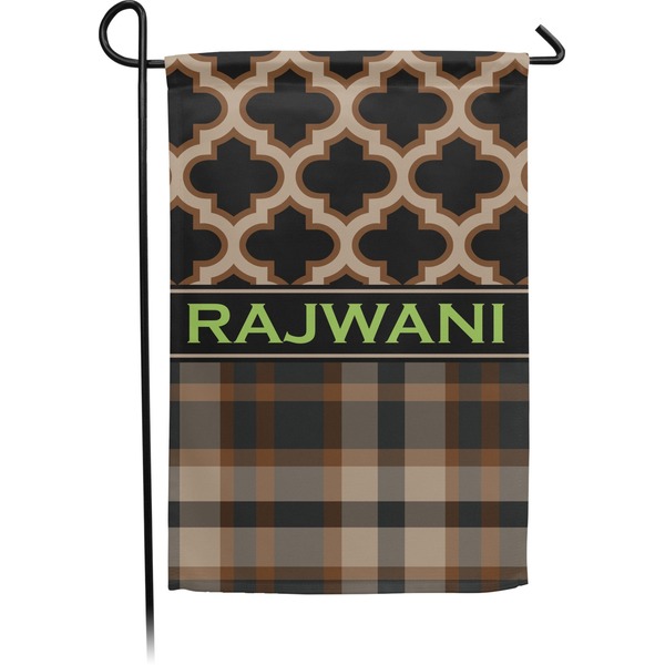 Custom Moroccan & Plaid Small Garden Flag - Double Sided w/ Name or Text
