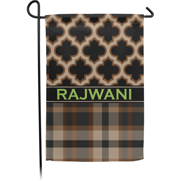 Custom Moroccan & Plaid Small Garden Flag - Single Sided w/ Name or Text