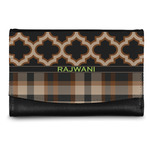 Moroccan & Plaid Genuine Leather Women's Wallet - Small (Personalized)