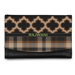 Moroccan & Plaid Genuine Leather Women's Wallet - Small (Personalized)