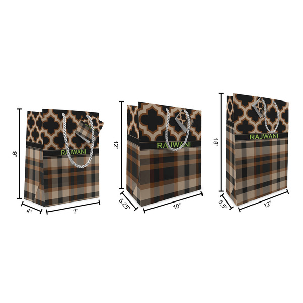 Moroccan & Plaid Gift Bags - All Sizes - Dimensions