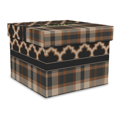 Moroccan & Plaid Gift Box with Lid - Canvas Wrapped - Large (Personalized)