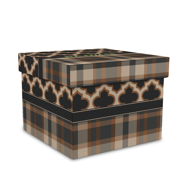 Custom Moroccan & Plaid Gift Box with Lid - Canvas Wrapped - Medium (Personalized)