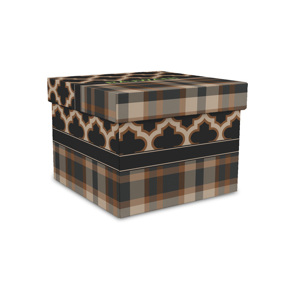 Custom Moroccan & Plaid Gift Box with Lid - Canvas Wrapped - Small (Personalized)