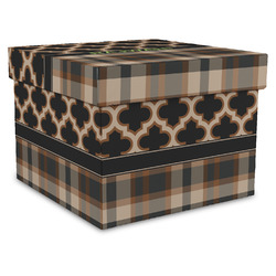 Moroccan & Plaid Gift Box with Lid - Canvas Wrapped - X-Large (Personalized)
