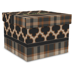 Moroccan & Plaid Gift Box with Lid - Canvas Wrapped - XX-Large (Personalized)