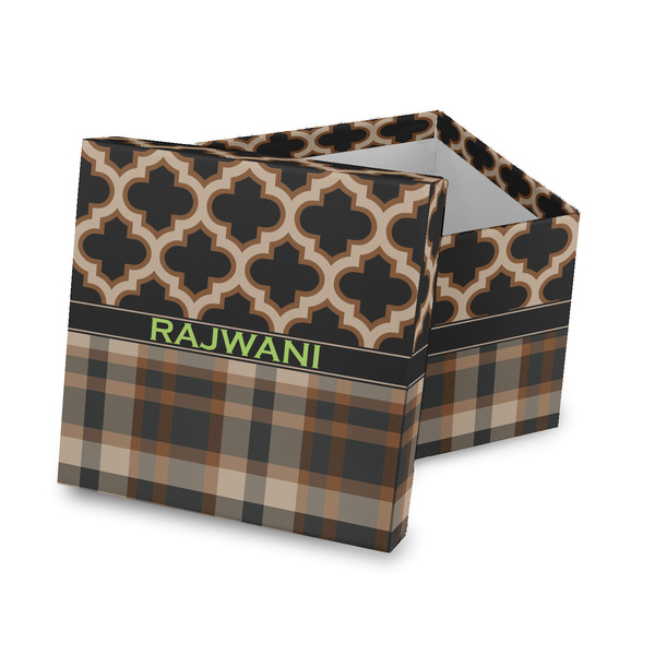Custom Moroccan & Plaid Gift Box with Lid - Canvas Wrapped (Personalized)