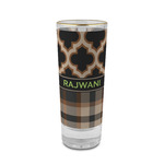 Moroccan & Plaid 2 oz Shot Glass -  Glass with Gold Rim - Set of 4 (Personalized)