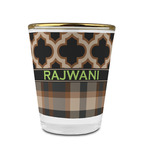 Moroccan & Plaid Glass Shot Glass - 1.5 oz - with Gold Rim - Single (Personalized)