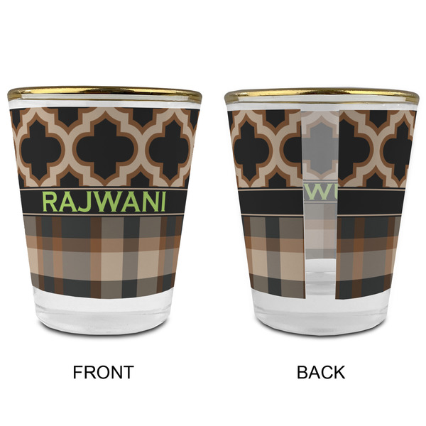 Moroccan & Plaid Glass Shot Glass - with gold rim - APPROVAL