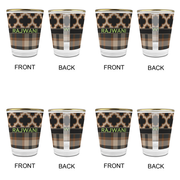 Moroccan & Plaid Glass Shot Glass - with gold rim - Set of 4 - APPROVAL
