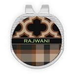 Moroccan & Plaid Golf Ball Marker - Hat Clip - Silver