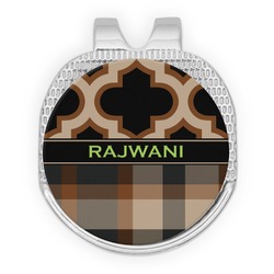 Moroccan & Plaid Golf Ball Marker - Hat Clip - Silver