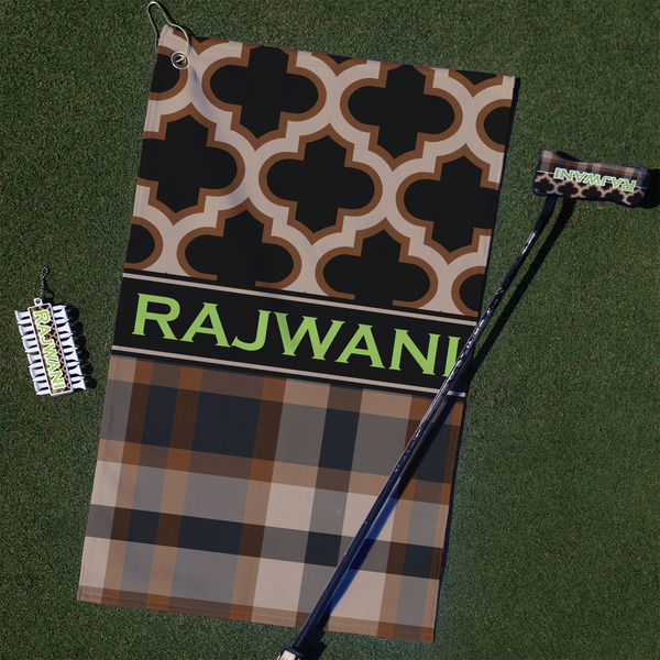 Custom Moroccan & Plaid Golf Towel Gift Set (Personalized)