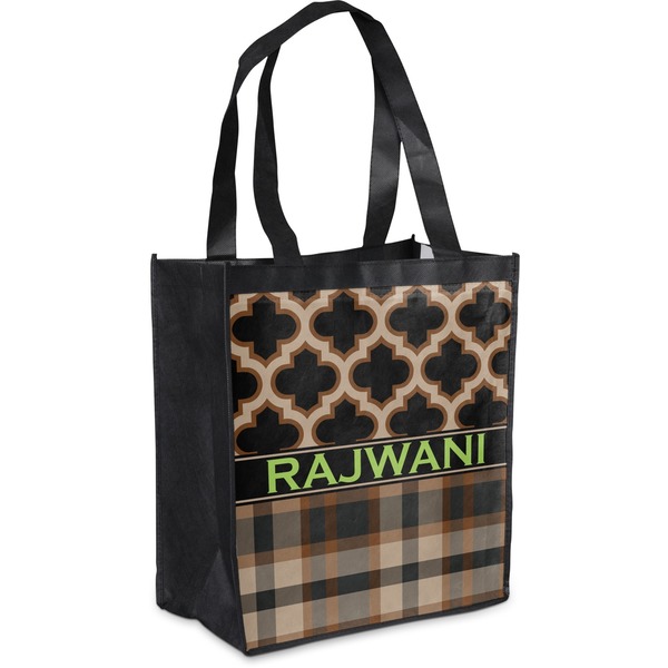 Custom Moroccan & Plaid Grocery Bag (Personalized)