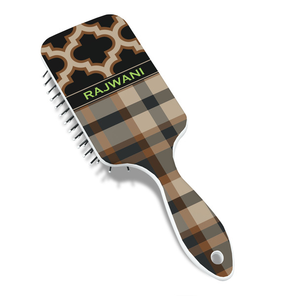 Moroccan & Plaid Hair Brush - Angle View