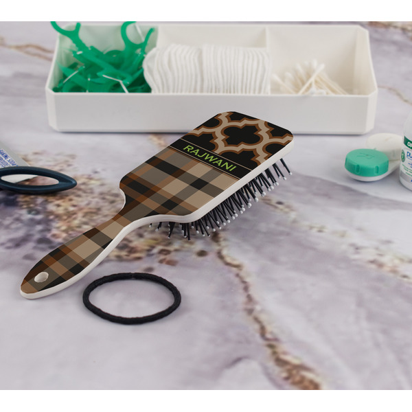 Moroccan & Plaid Hair Brush - In Bathroom