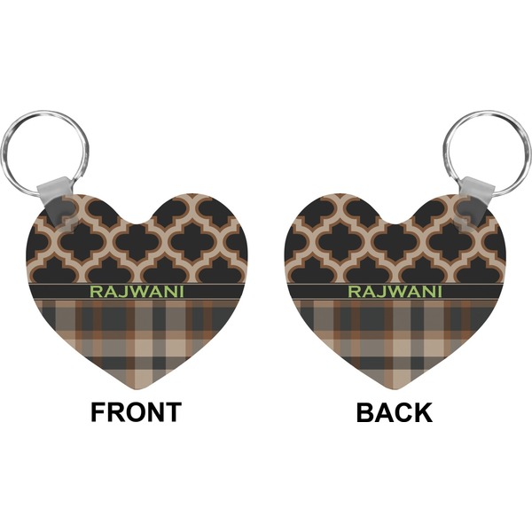 Moroccan & Plaid Heart Keychain (Front + Back)