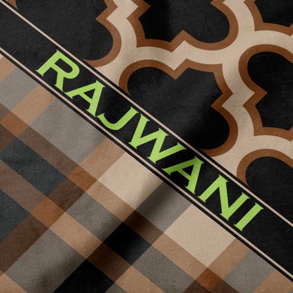 Moroccan & Plaid Hooded Baby Towel- Detail Close Up