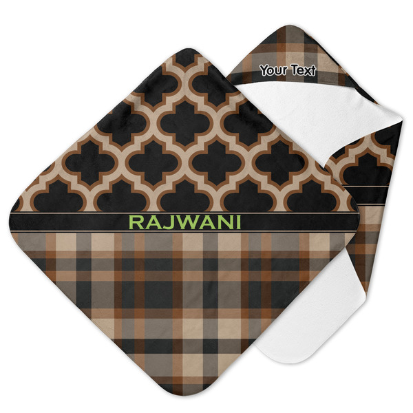 Custom Moroccan & Plaid Hooded Baby Towel (Personalized)