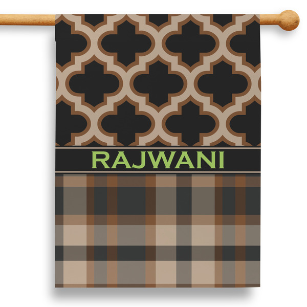 Custom Moroccan & Plaid 28" House Flag - Double Sided (Personalized)