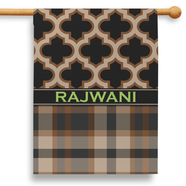 Custom Moroccan & Plaid 28" House Flag - Single Sided (Personalized)