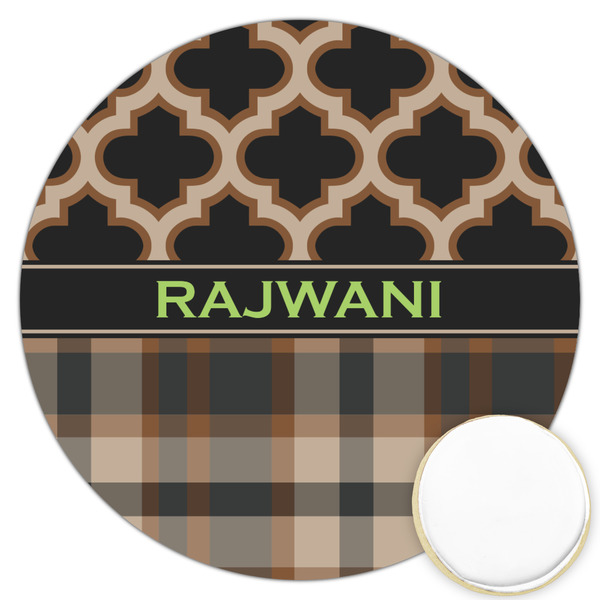 Custom Moroccan & Plaid Printed Cookie Topper - 3.25" (Personalized)