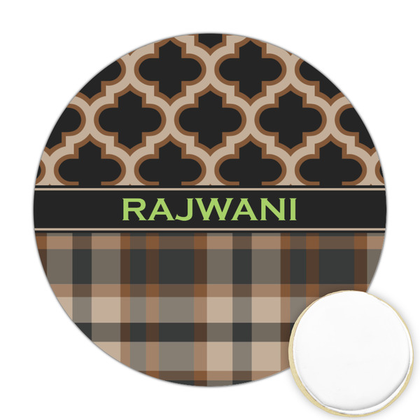 Custom Moroccan & Plaid Printed Cookie Topper - Round (Personalized)