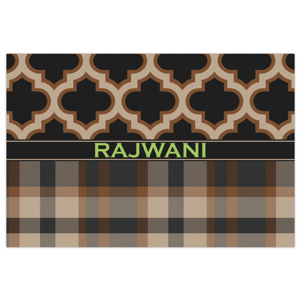 Moroccan & Plaid Indoor / Outdoor Rug - 4'x6' - Front Flat