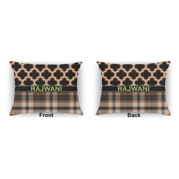 Moroccan & Plaid  Indoor Rectangular Burlap Pillow (Front and Back)