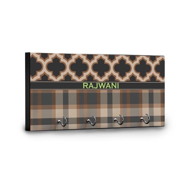 Moroccan & Plaid Key Hanger - Front View with Hooks