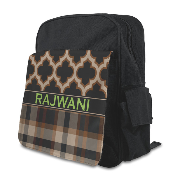 Custom Moroccan & Plaid Preschool Backpack (Personalized)