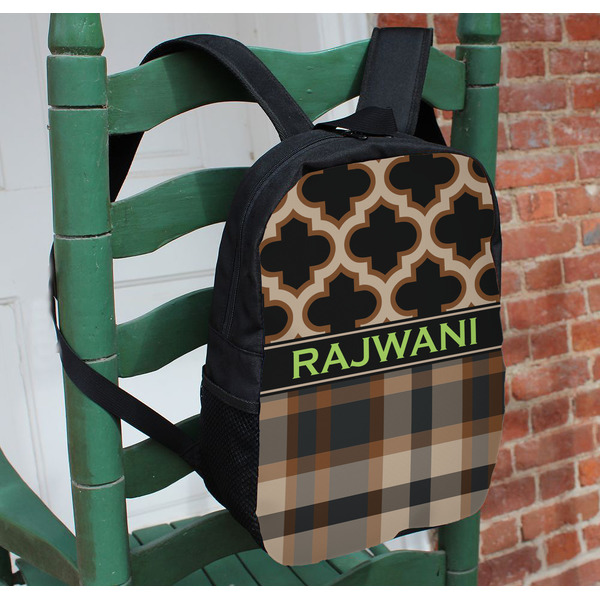Moroccan & Plaid Kids Backpack - In Context