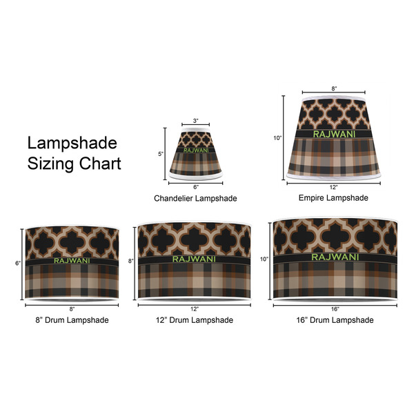 Moroccan & Plaid Lampshade Sizing Chart