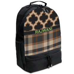 Moroccan & Plaid Backpacks - Black (Personalized)
