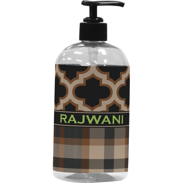 Custom Moroccan & Plaid Plastic Soap / Lotion Dispenser (Personalized)