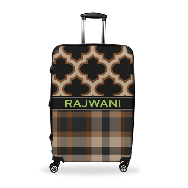 Custom Moroccan & Plaid Suitcase - 28" Large - Checked w/ Name or Text