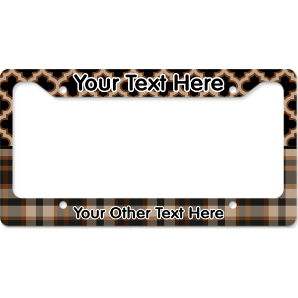 Moroccan & Plaid License Plate Frame Wide
