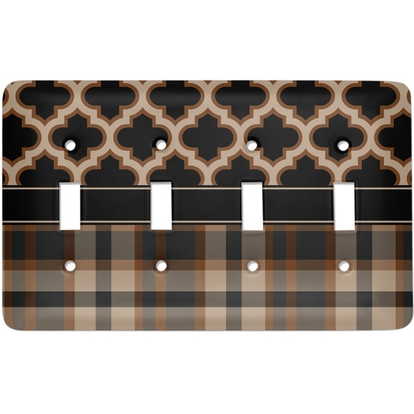 Custom Moroccan & Plaid Light Switch Cover (4 Toggle Plate)