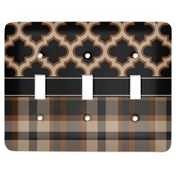 Moroccan & Plaid Light Switch Cover (3 Toggle Plate) (Personalized)