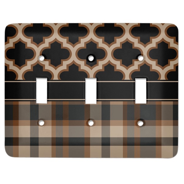 Custom Moroccan & Plaid Light Switch Cover (3 Toggle Plate)