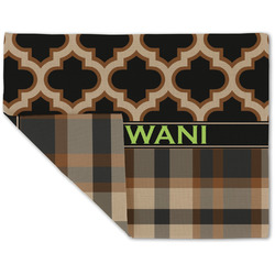 Moroccan & Plaid Double-Sided Linen Placemat - Single w/ Name or Text