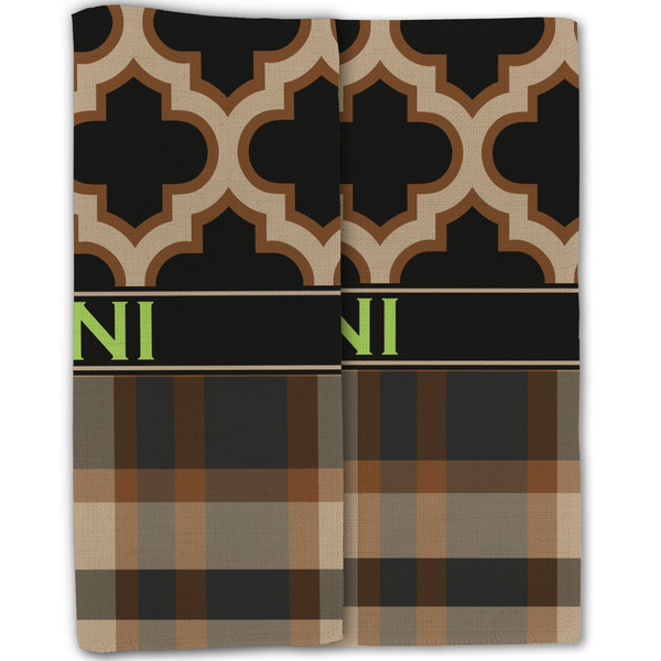 Moroccan & Plaid Linen Placemat - Folded Half (double sided)