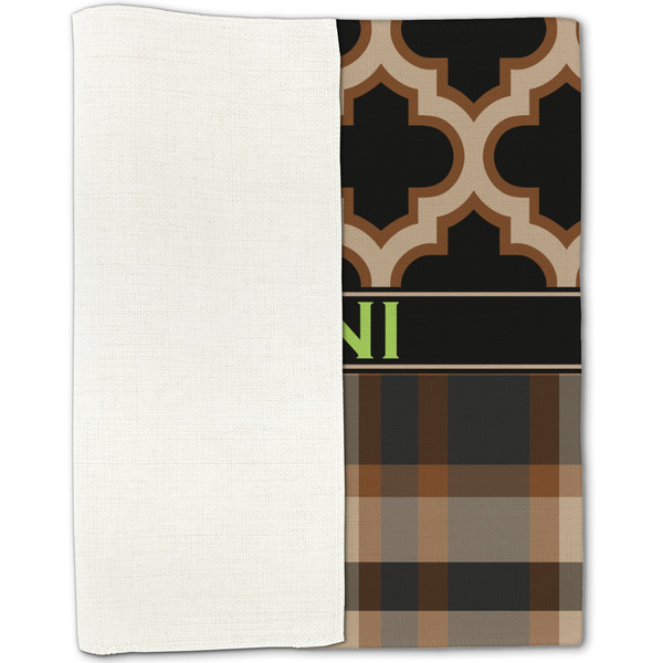 Moroccan & Plaid Linen Placemat - Folded Half