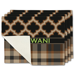 Moroccan & Plaid Single-Sided Linen Placemat - Set of 4 w/ Name or Text