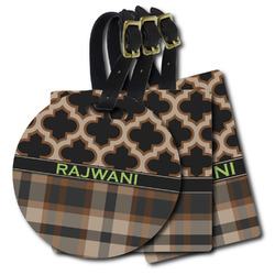 Moroccan & Plaid Plastic Luggage Tag (Personalized)