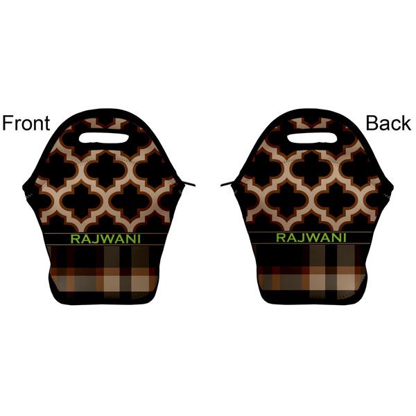 Moroccan & Plaid Lunch Bag - Front and Back