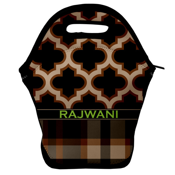 Custom Moroccan & Plaid Lunch Bag w/ Name or Text